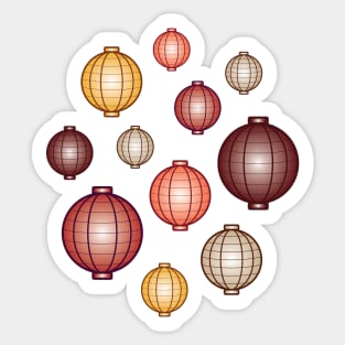 Lanterns | Mid Autumn Festival | Maroon Orange Gray Sticker